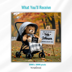 Fall Pregnancy Announcement Template Editable Digital Baby Reveal Autumn Leaves Boho Gender Neutral Baby News Social Media Card