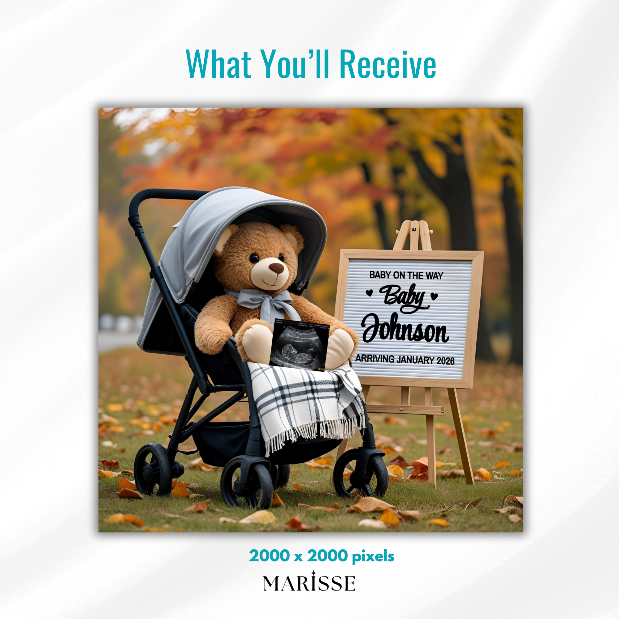 Fall Pregnancy Announcement Template Editable Digital Baby Reveal Autumn Leaves Boho Gender Neutral Baby News Social Media Card