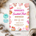 Editable Sweet First Birthday Invitation Template Dessert Theme Pink Birthday Invite First Birthday Digital Products Printable Download