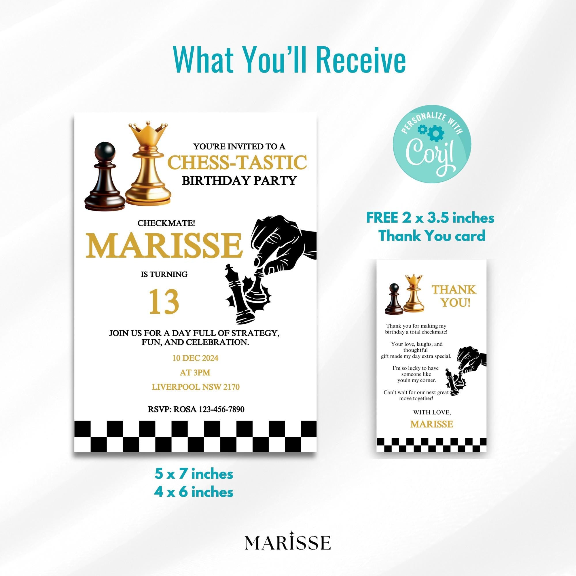 Editable Digital Invite For Chess Lover Chess Birthday Invitation Template Kids Party Invitation Game Night Chess Theme Printable Download