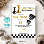 Editable Digital Invite For Chess Lover Chess Birthday Invitation Template Kids Party Invitation Game Night Chess Theme Printable Download