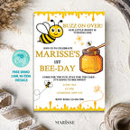 Editable Bee 1st Birthday Invitation Honey Bee Theme Party Invite Girl Or Boy Bee Day Digital Product Printable Birthday Template Download