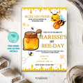 Editable Bee Day Party Invite Bee 1st Birthday Invitation Template Honey Bee Birthday For Girl Or Boy Digital Product Printable Download