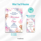 Editable Fairy First Birthday Invitation Pink Magical Girl Party Invite Digital Card 1st Birthday Woodland Fairy Theme Template