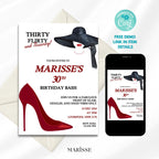 Editable 30th Birthday Invitation Template Red Heels Flirty Digital Invite Printable Birthday Party Card Thirty and Thriving Party Decor