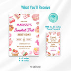 Editable Sweet First Birthday Invitation Template Dessert Theme Pink Birthday Invite First Birthday Digital Products Printable Download