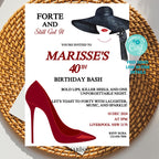 40th Birthday Invitation Template Red High Heel Party Invite Digital Download Glam Birthday Bash Editable Printable