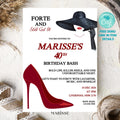 40th Birthday Invitation Template Red High Heel Party Invite Digital Download Glam Birthday Bash Editable Printable