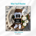 Pregnancy Announcement Template Digital Download Neutral Baby Reveal Social Media Post Editable Ultrasound and Baby Details Beach Theme