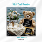 Beach Baby Announcement Template | Ultrasound Reveal with Ocean Background | Editable Digital Pregnancy Reveal | Floral Basket Baby Card