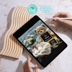 Beach Baby Announcement Template | Ultrasound Reveal with Ocean Background | Editable Digital Pregnancy Reveal | Floral Basket Baby Card