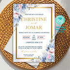 Editable Elegant Floral Invitation Template Blue Flower Design For Wedding Digital Product Printable Invite Card Instant Download | CJ001