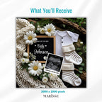Minimalist Digital Pregnancy Announcement Template | Ultrasound Reveal Template | Editable Baby Announcement Card | Neutral Baby Reveal Sign