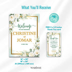 Editable Green Gold Floral Wedding Welcome Sign Elegant Wedding Signage Template Printable Digital Welcome Board Wedding Decor | CJ002