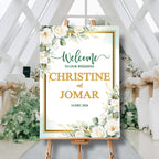 Editable Green Gold Floral Wedding Welcome Sign Elegant Wedding Signage Template Printable Digital Welcome Board Wedding Decor | CJ002