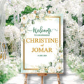 Editable Green Gold Floral Wedding Welcome Sign Elegant Wedding Signage Template Printable Digital Welcome Board Wedding Decor | CJ002