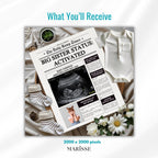 Promoted Sister Pregnancy Announcement Template | Digital Newspaper Baby Reveal | Sibling Baby Announcement | Promoted to Big Sister