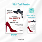 Editable 30th Birthday Invitation Template Red Heels Flirty Digital Invite Printable Birthday Party Card Thirty and Thriving Party Decor