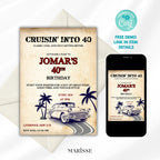 40th Birthday Invitation Template Vintage Car Theme Editable Retro Party Invite Digital Download Classic Auto Birthday