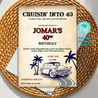 40th Birthday Invitation Template Vintage Car Theme Editable Retro Party Invite Digital Download Classic Auto Birthday