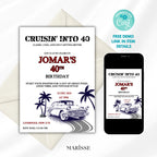 40th Birthday Invitation Template Classic Car Retro Editable Auto Theme and Instant Download Printable Vintage Party Invite