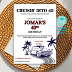 40th Birthday Invitation Template Classic Car Retro Editable Auto Theme and Instant Download Printable Vintage Party Invite