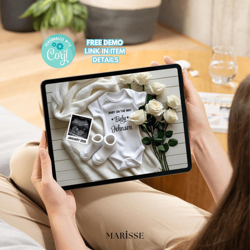 Baby On The Way Pregnancy Reveal | Editable Announcement Template | Neutral Modern Baby Announcement | Digital Download for Social Media