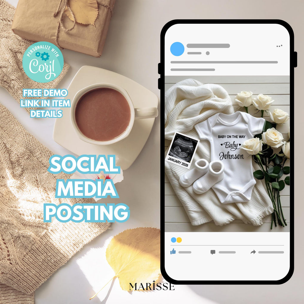 Baby On The Way Pregnancy Reveal | Editable Announcement Template | Neutral Modern Baby Announcement | Digital Download for Social Media
