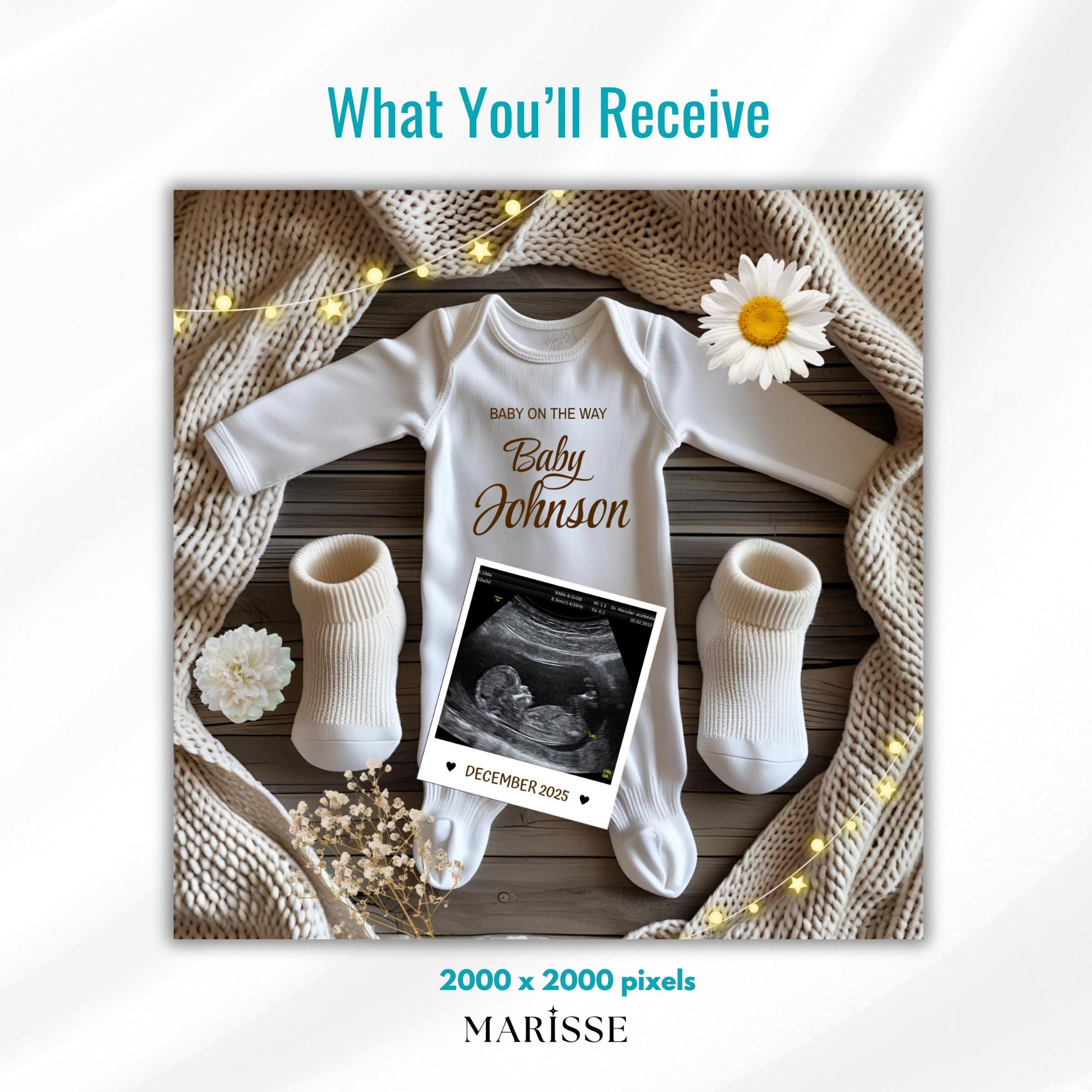 Pregnancy Announcement Template Editable Baby Reveal Photo Neutral Ultrasound Birth Announcement Social Media Baby Reveal Instant Download