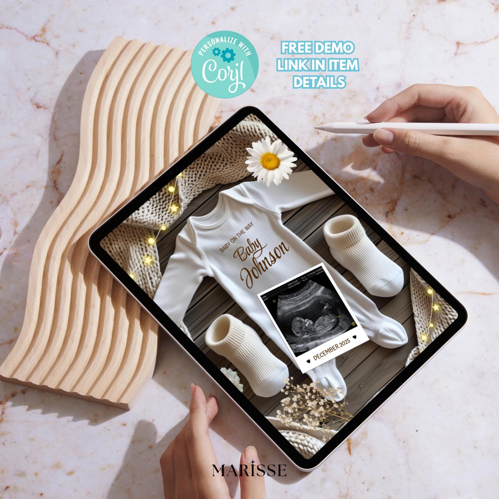 Pregnancy Announcement Template Editable Baby Reveal Photo Neutral Ultrasound Birth Announcement Social Media Baby Reveal Instant Download