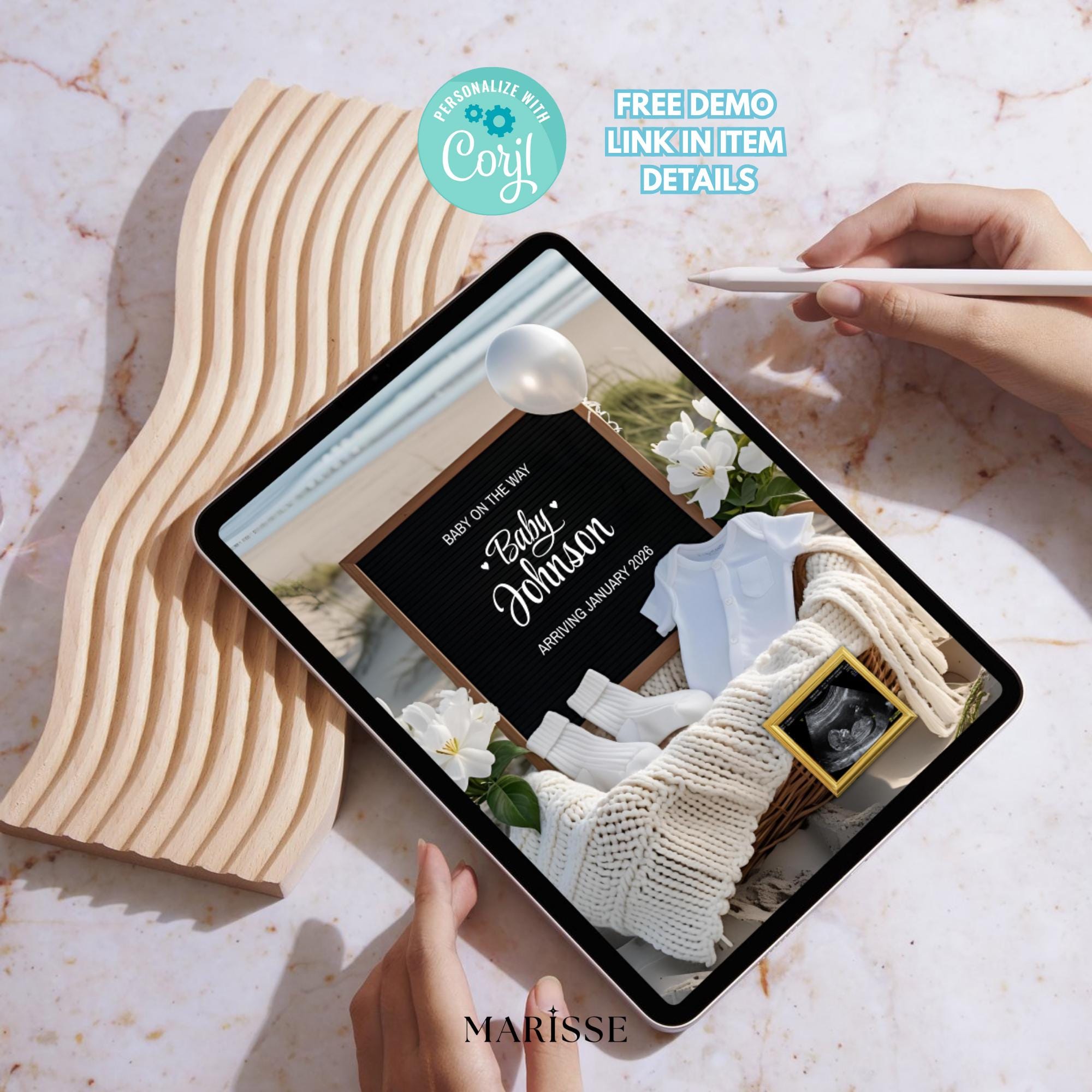 Pregnancy Announcement Template Beach Baby Reveal Social Media Post Editable Digital Download for Birth Announcement  Baby Coming Soon