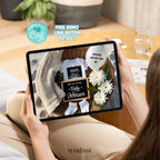 Pregnancy Announcement Template Digital Download Neutral Baby Reveal Social Media Post Editable Ultrasound and Baby Details Beach Theme