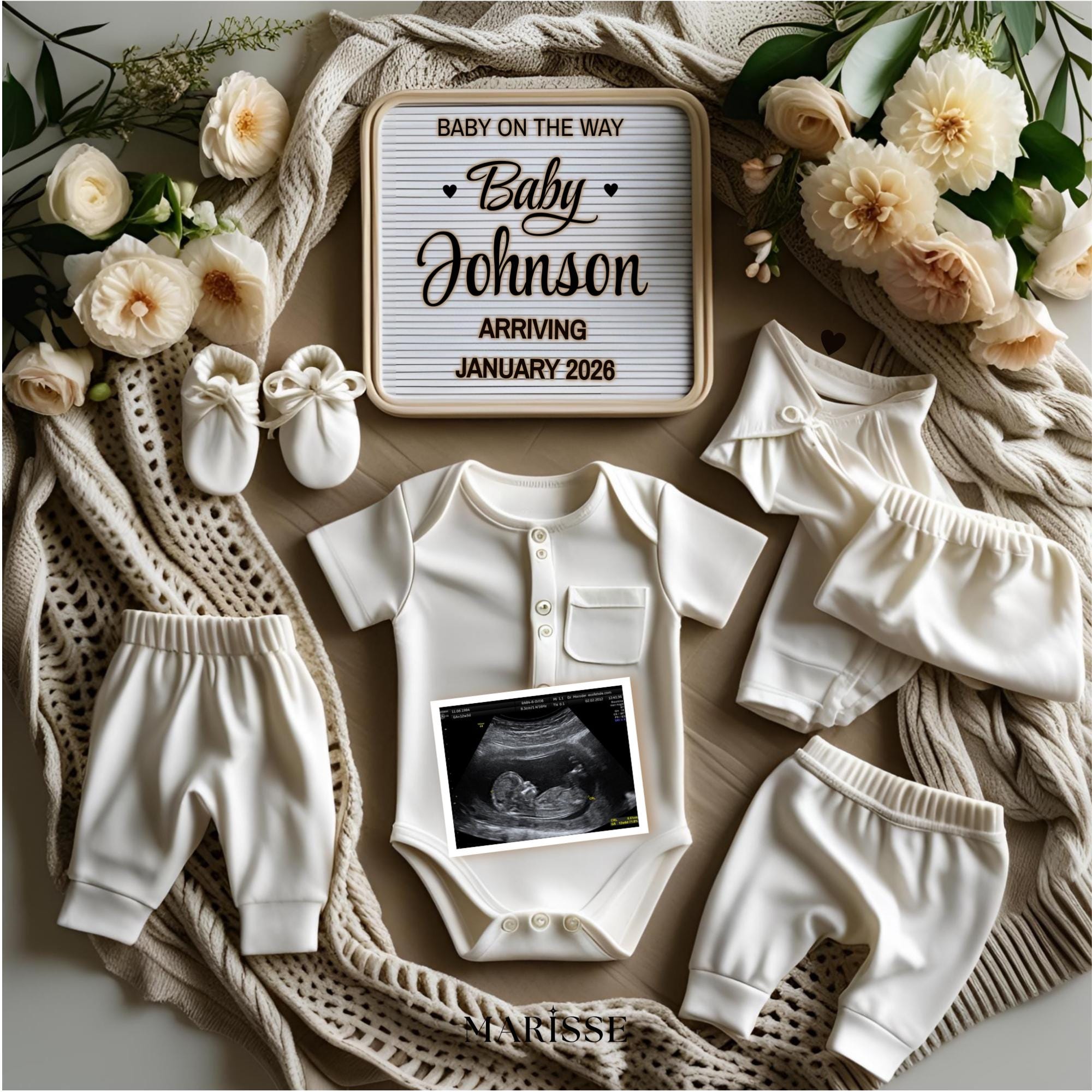 Digital Pregnancy Announcement for Social Media | Editable Baby Reveal with Ultrasound | Modern Gender-Neutral Announcement Template