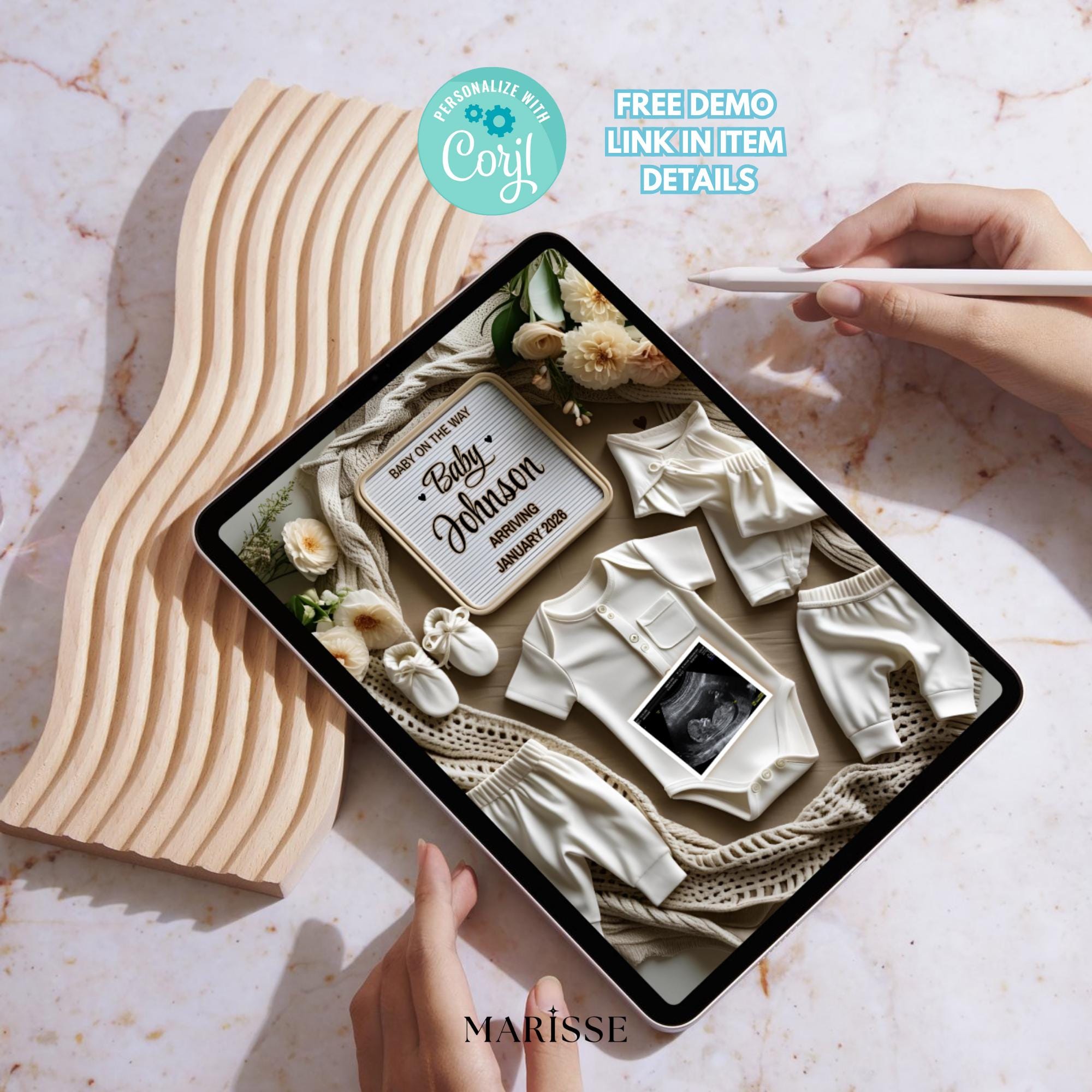 Digital Pregnancy Announcement for Social Media | Editable Baby Reveal with Ultrasound | Modern Gender-Neutral Announcement Template