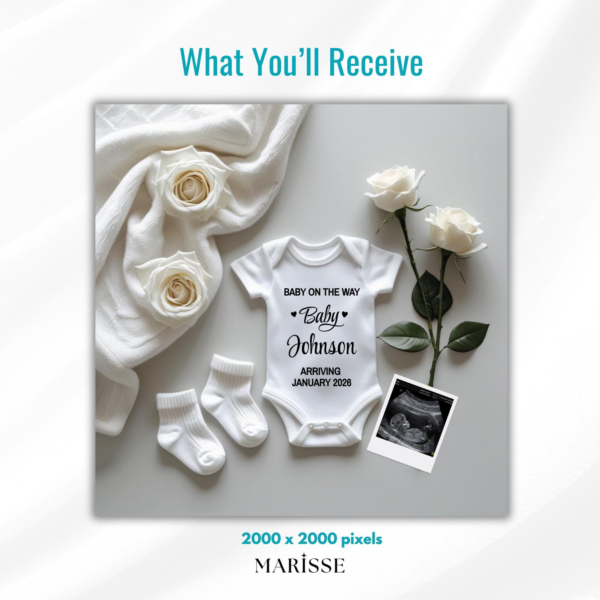 Modern Digital Pregnancy Announcement Template Social Media Baby Reveal Template Neutral Boho Baby Accouncement For Expecting Parents