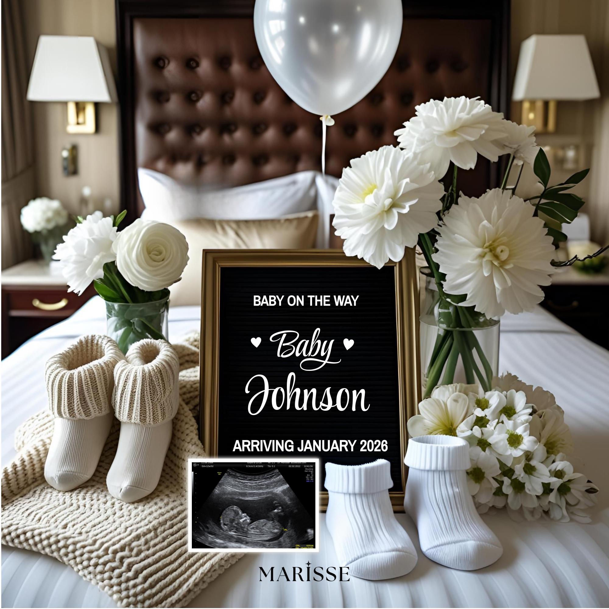 Luxury Digital Pregnancy Announcement Template | Ultrasound Reveal Template | Editable Baby Announcement Card | Neutral Baby Reveal Sign