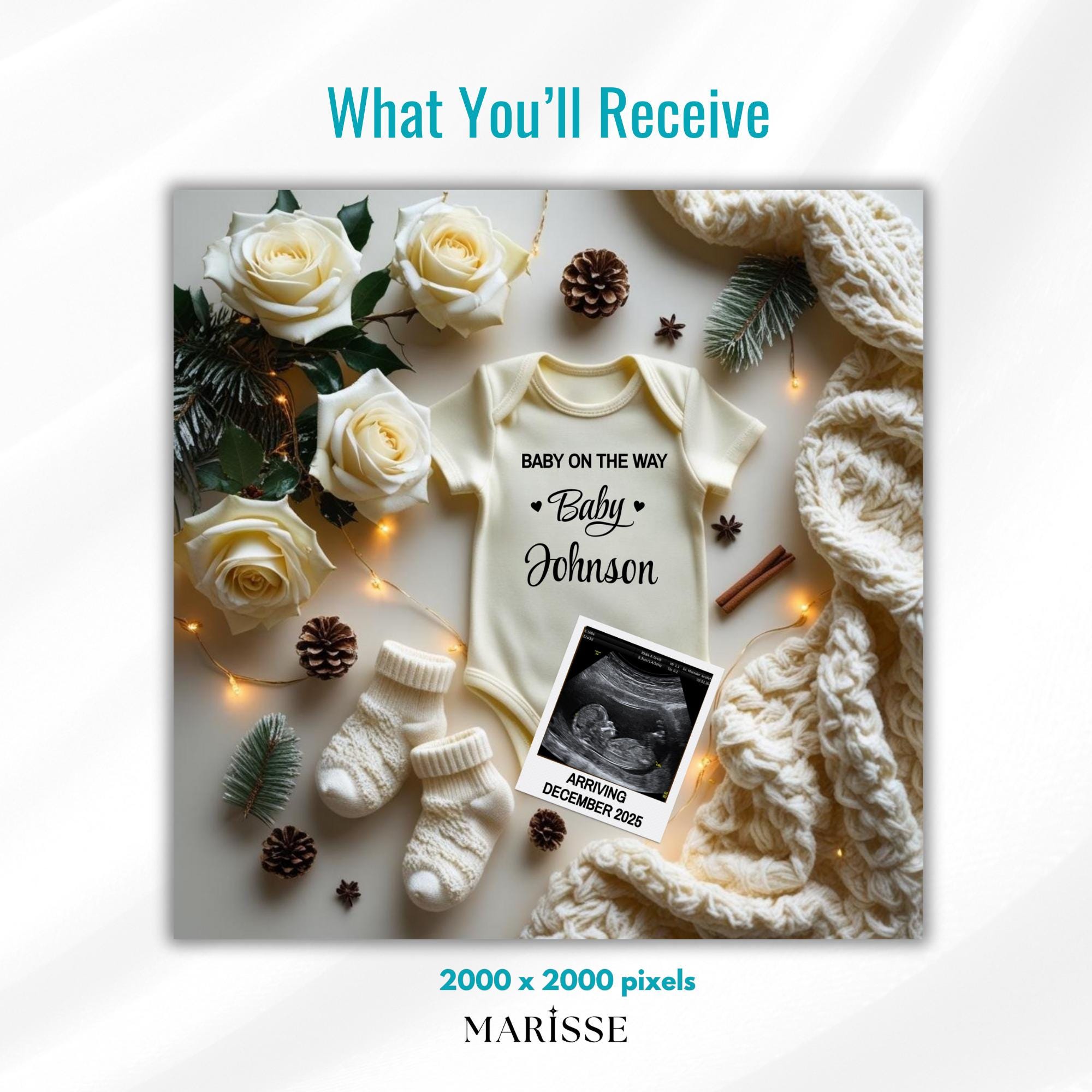 Christmas Winter Cozy Holiday Pregnancy Announcement Template For Expecting Parents Editable Digital Download Personalise Social Media Post