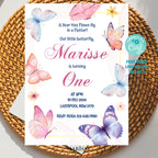 Butterfly Birthday Invitation Girl | Spring Floral Garden Party Invite | Editable Template | 1st Birthday Digital Download Printable