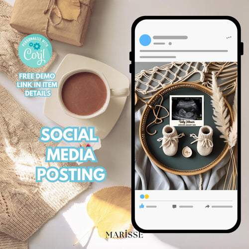 Boho Pregnancy Announcement Template | Editable Digital Baby Reveal Card | Minimal Elegant Gender Neutral Social Media Baby News