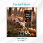 Fall Pregnancy Announcement Template Boho Editable Digital Baby Reveal Autumn Gender Neutral Baby News Social Media Card