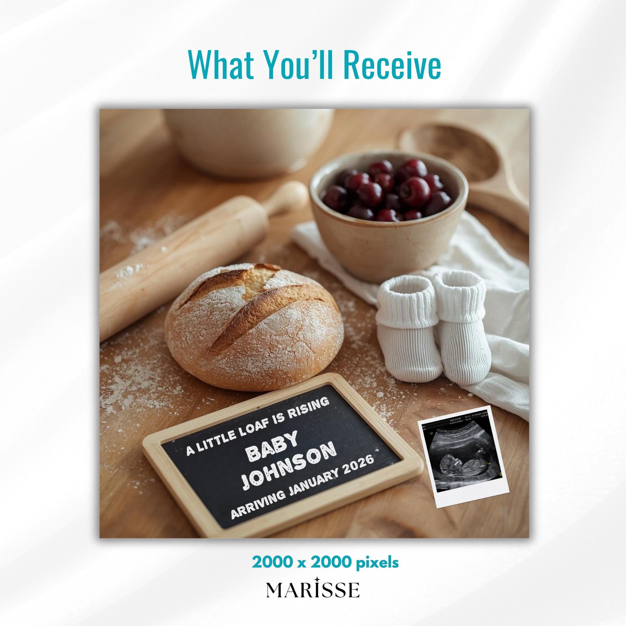 Sourdough Pregnancy Announcement: Rustic Baking Theme, Social Media Reveal (Digital Download)