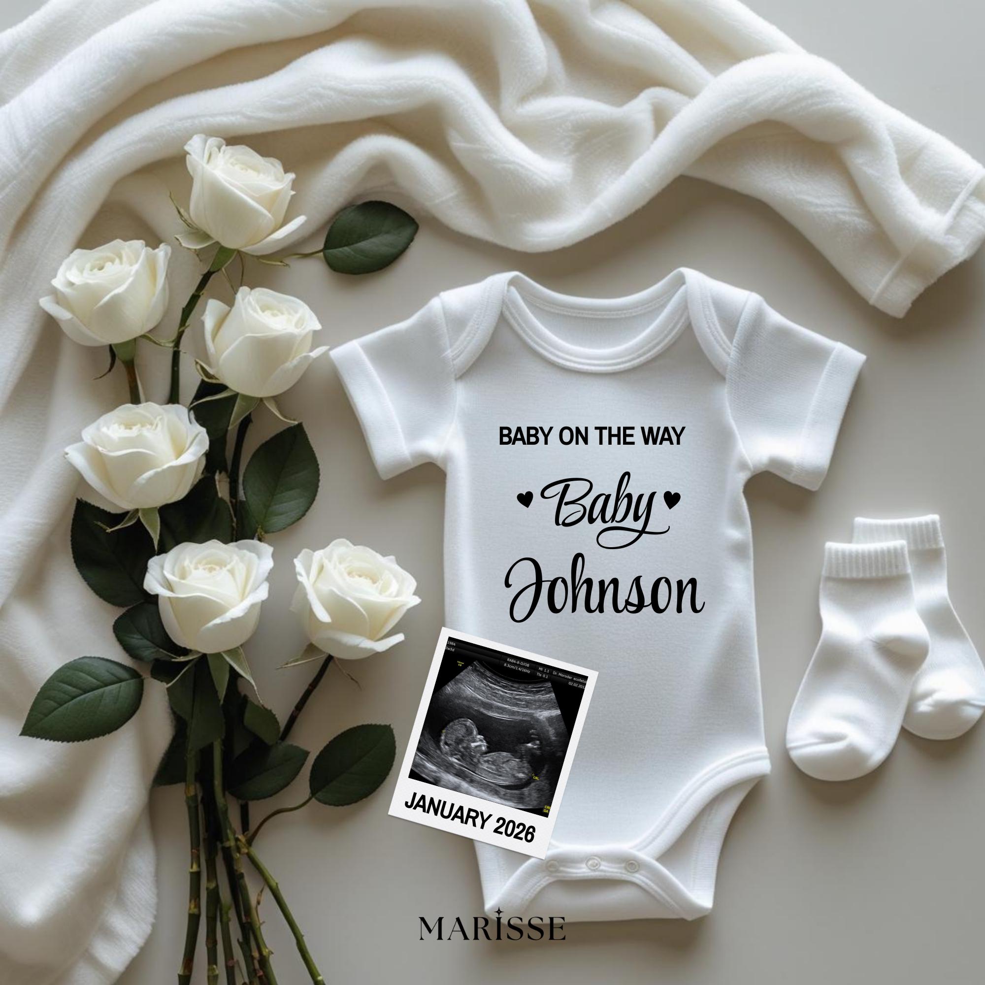 Pregnancy Announcement Template | Baby On The Way Baby Announcement | Neutral Minimalist Editable Digital Download | Social Media Post
