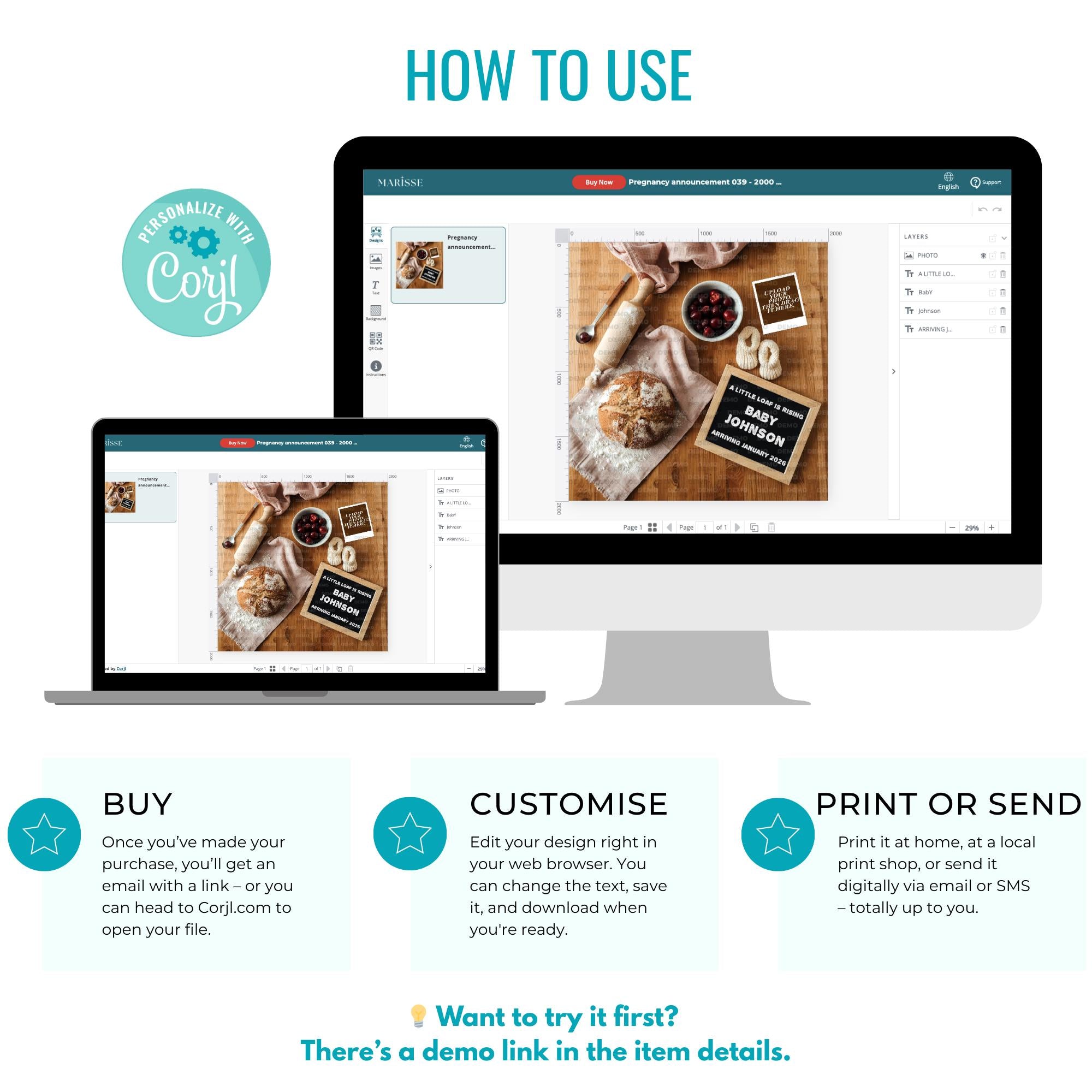 Sourdough Baby Announcement: Rustic Chalkboard Social Media Reveal (Digital Download)