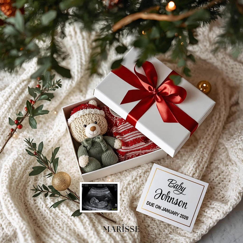 Christmas Pregnancy Announcement: Festive Gift Box, Baby Reveal (Digital Download)