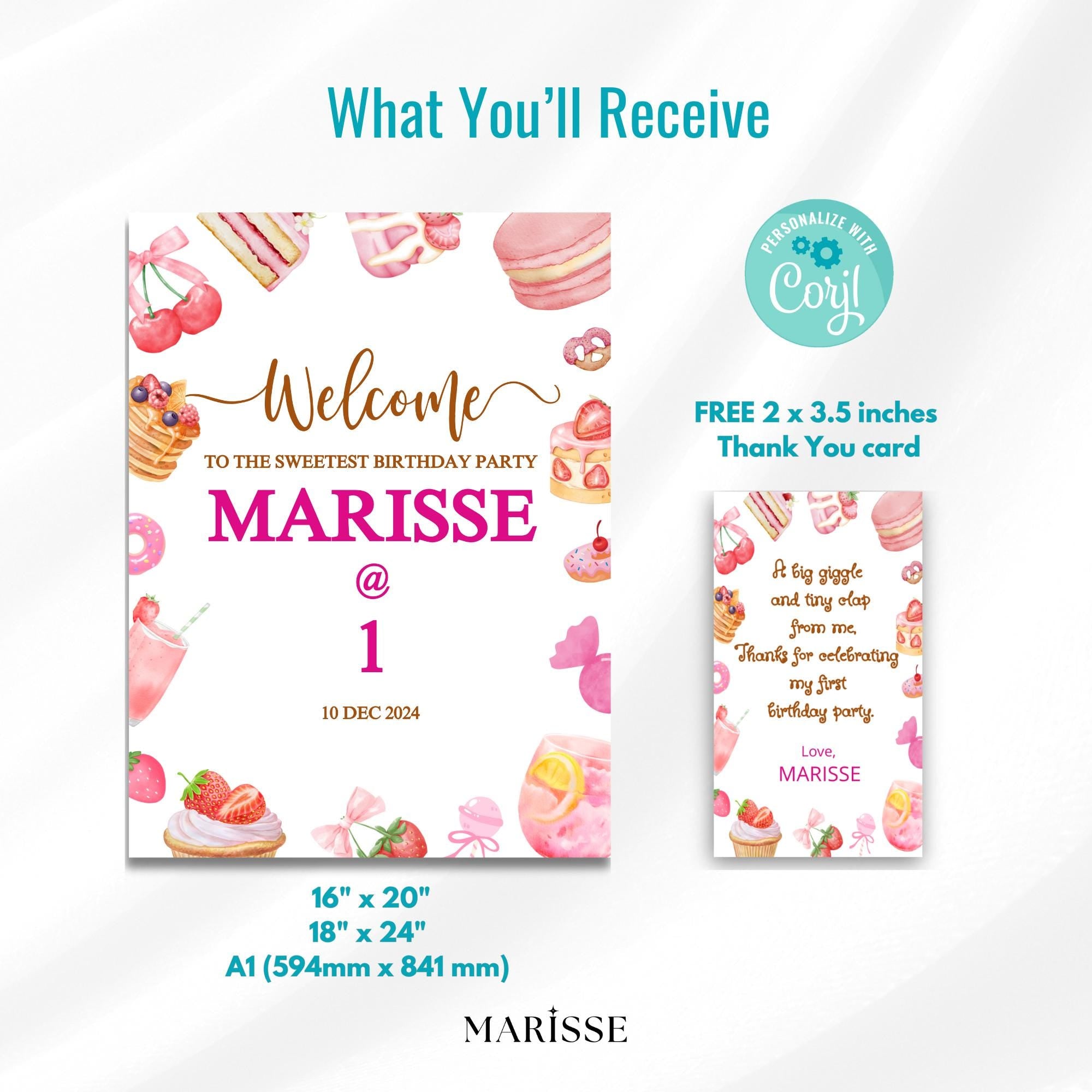 Sweet Treats Birthday Party Welcome Sign Template Editable Printable Candy Dessert Theme Birthday Decoration Digital Download