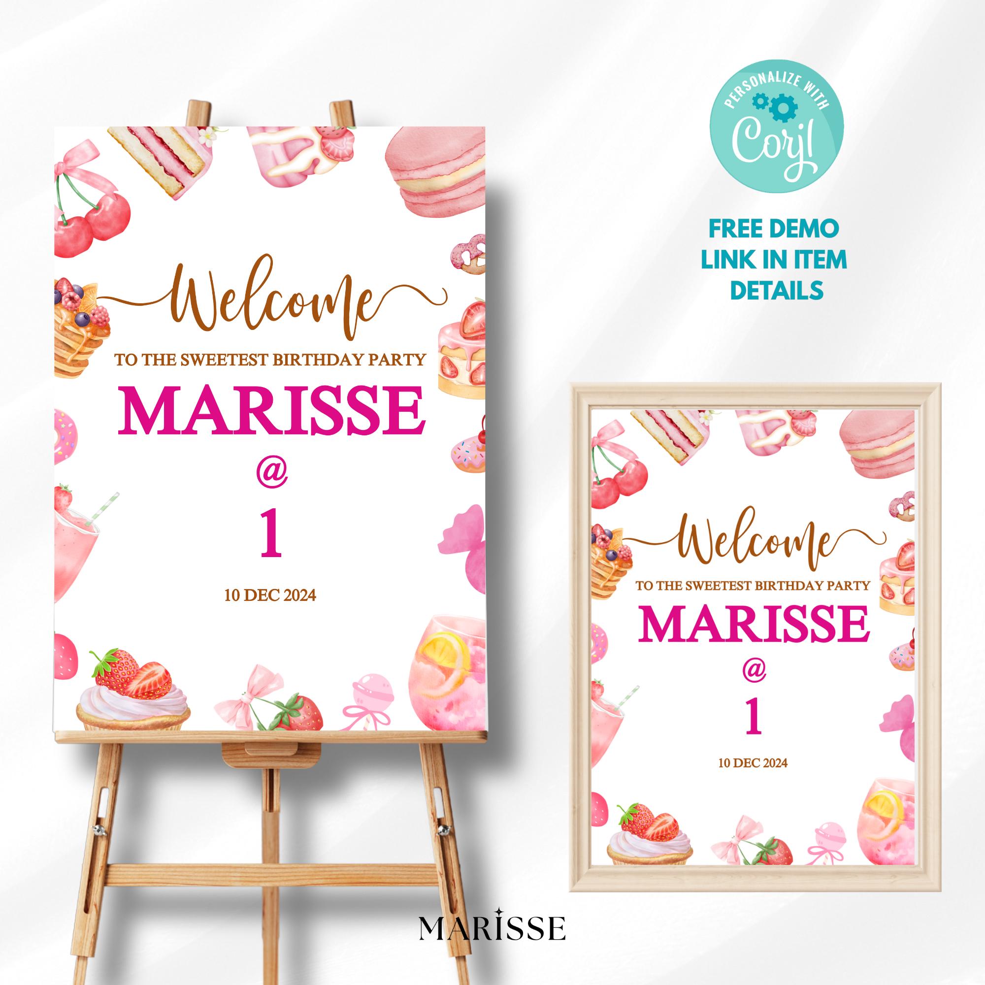 Sweet Treats Birthday Party Welcome Sign Template Editable Printable Candy Dessert Theme Birthday Decoration Digital Download