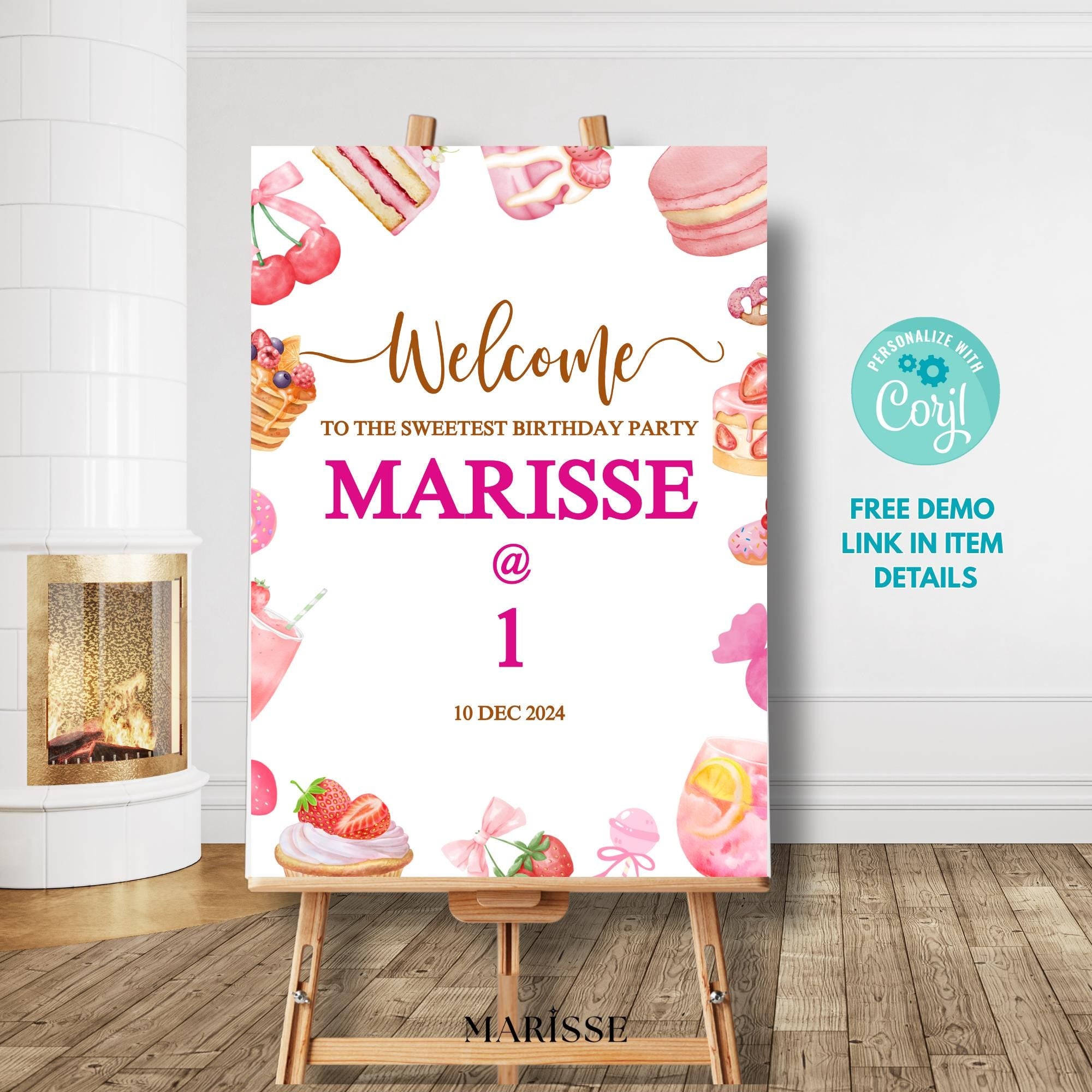 Sweet Treats Birthday Party Welcome Sign Template Editable Printable Candy Dessert Theme Birthday Decoration Digital Download