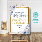 Floral Baby Shower Welcome Sign Template: Blue & Pink (Digital Download)