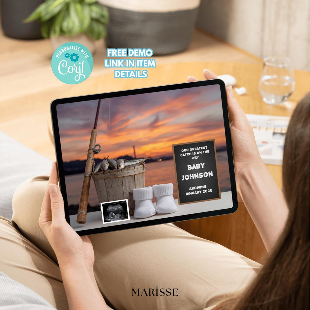 Fishing Pregnancy Announcement Template: Sardine Bucket Baby Reveal (Digital Download)