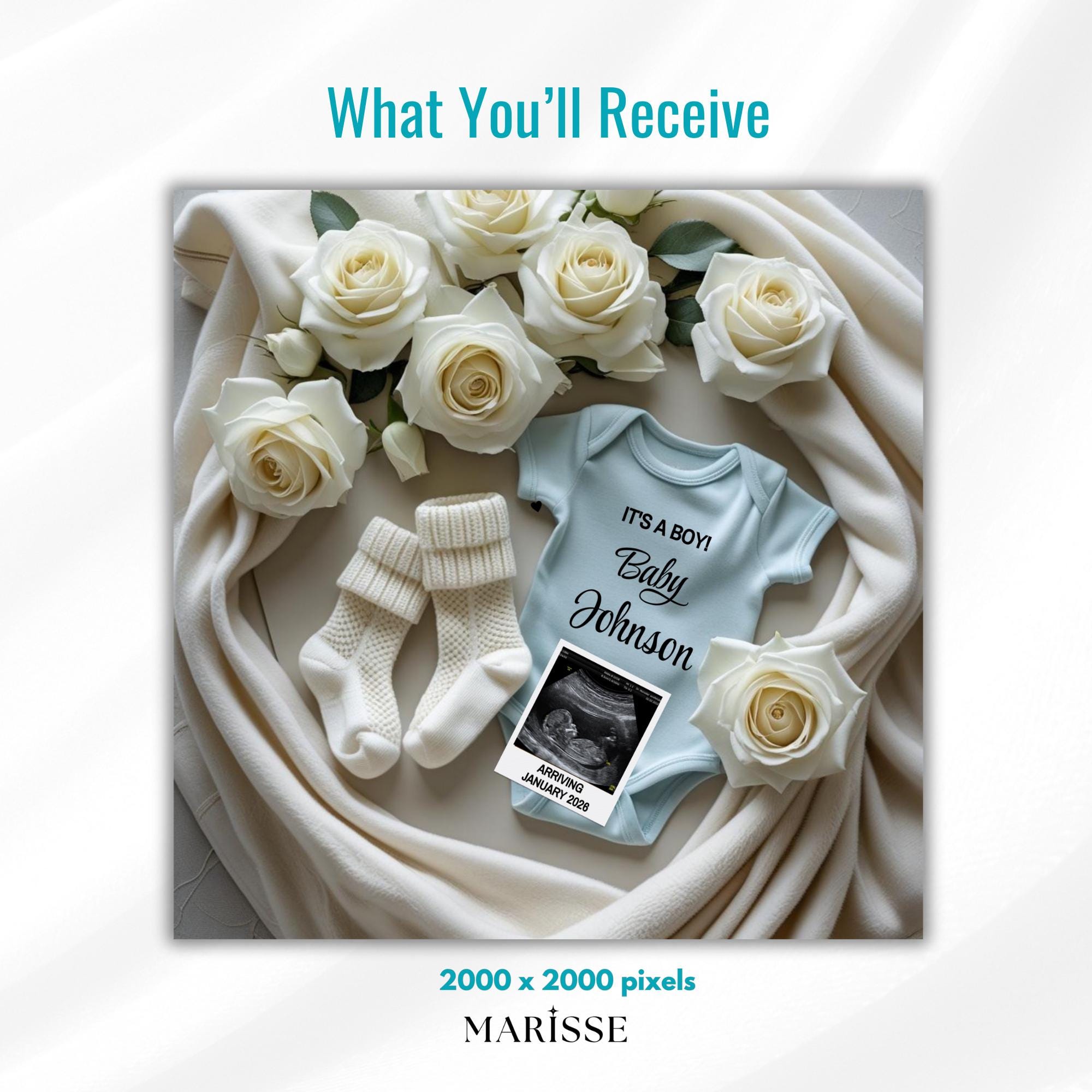 Baby Boy Pregnancy Announcement: Social Media Reveal Template (Digital Download